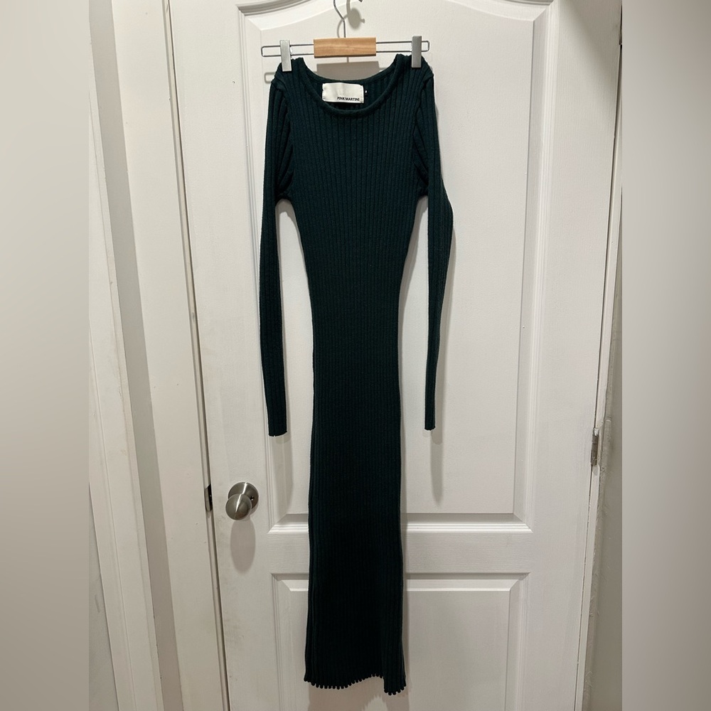 Dark Green RibKnit Bodycon Midaxi Dress (Pink Martini - The Ava Sweater Dress) - Picture 6 of 10